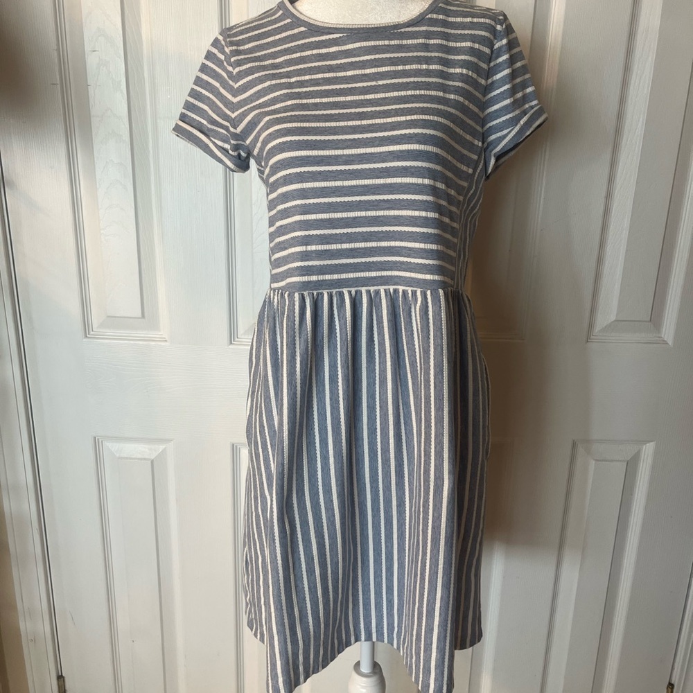 LOFT Navy and White Striped Mini Dress